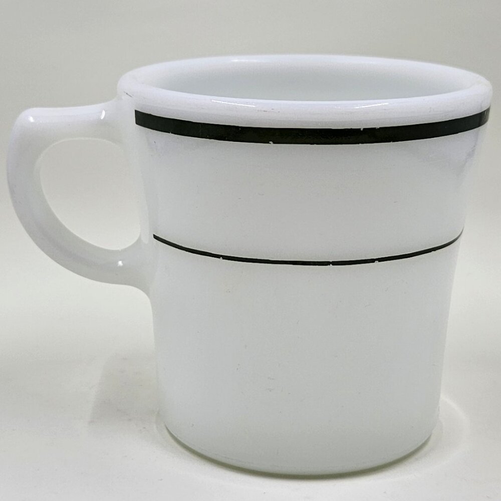 Vintage PYREX TABLEWARE BY CORNING Coffee Mug Double Green Stripe D Handle